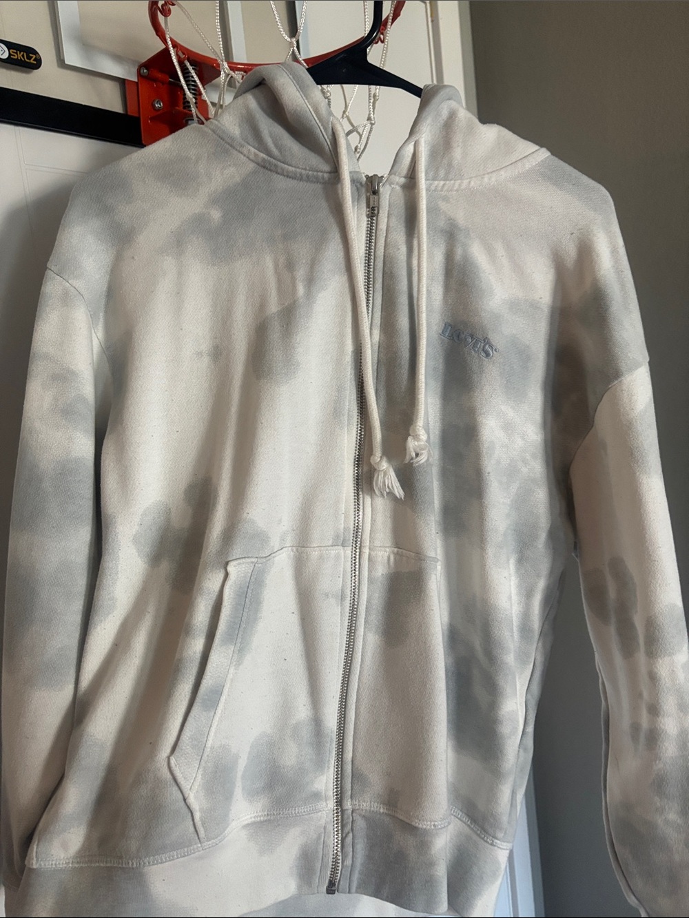 Levi's Light Gray & White Zip Hoodie